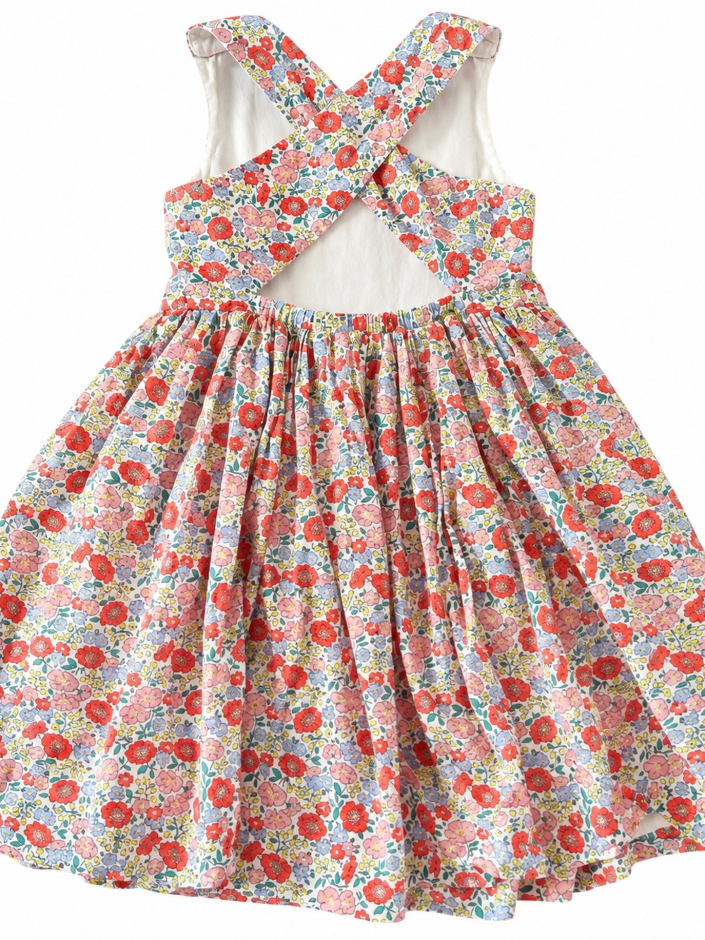 Mini Boden Girls 6-7Y Floral Cotton Cross Back Full Skirt Dress